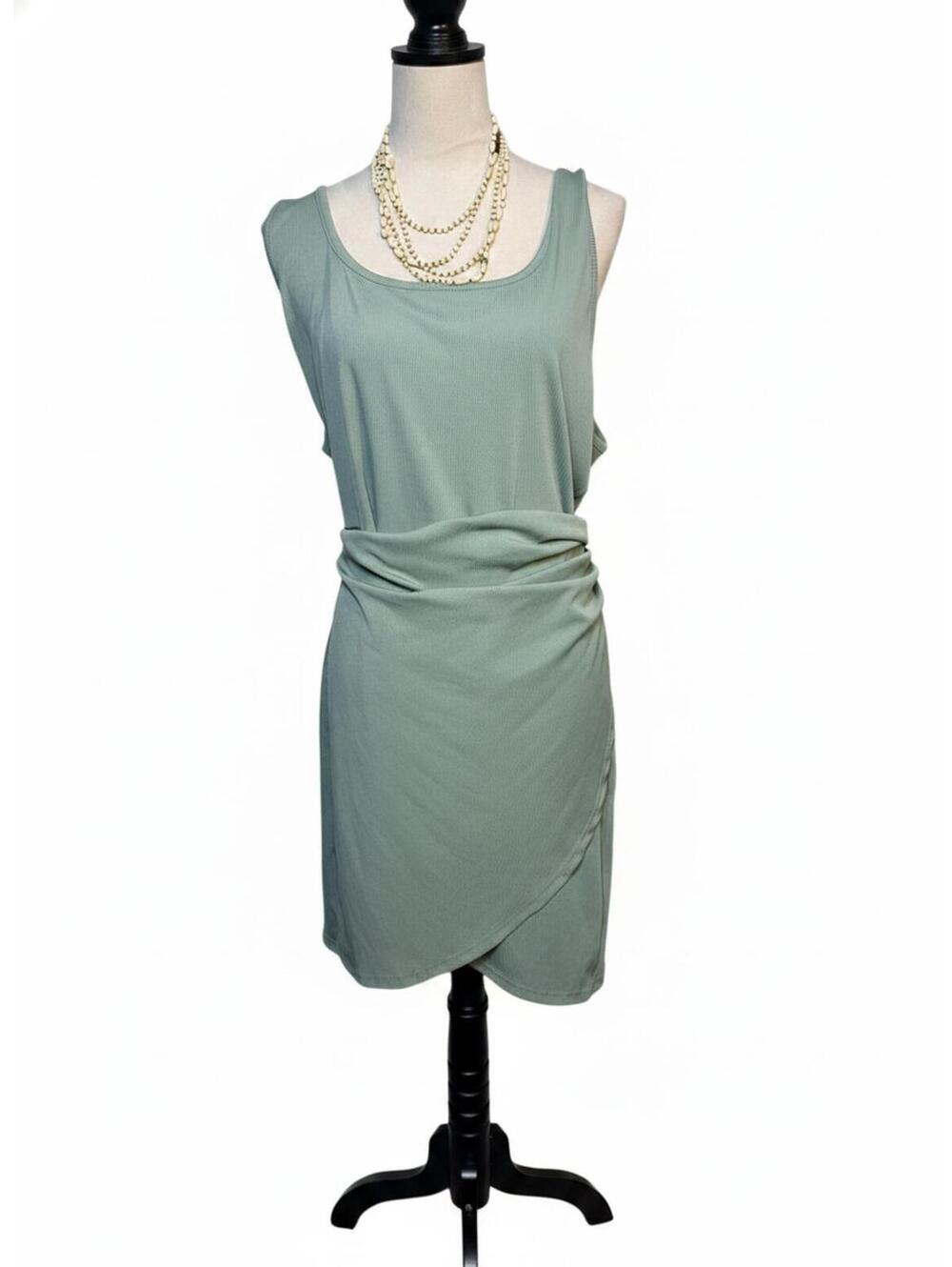 Cider Curve Sage Green Faux Wrap Dress Size 3X